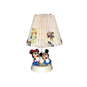 Walt Disney Baby Mickey and Minnie Mouse Nursery Lamp Night Light Shade 1984