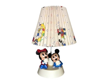 Walt Disney Baby Mickey and Minnie Mouse Nursery Lamp Night Light Shade 1984