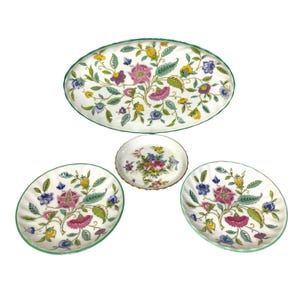 Vintage Minton Haddon Hall Green Edge Porcelain Set: English Collectible Tableware