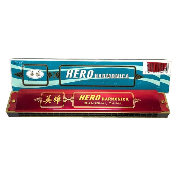 Vintage HERO Harmonica - Shanghai RED - 48 Note 180mm - New Old Stock 70s / 80s