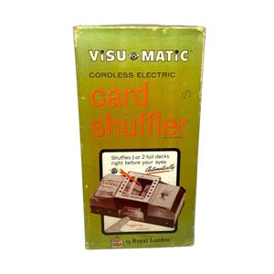 Vintage Visu-Matic Cordless Card Shuffler: 1968 Royal London, Boxed