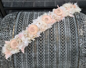 Boho Blush Everlasting preserved flowers crown / dog collar
