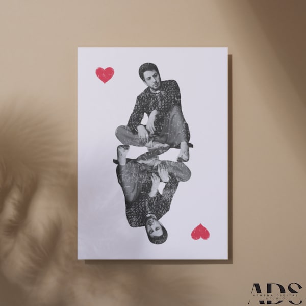 Gurdas Maan King of Hearts Vintage Playing Card Style Retro Punjabi Indian Digital Poster Print