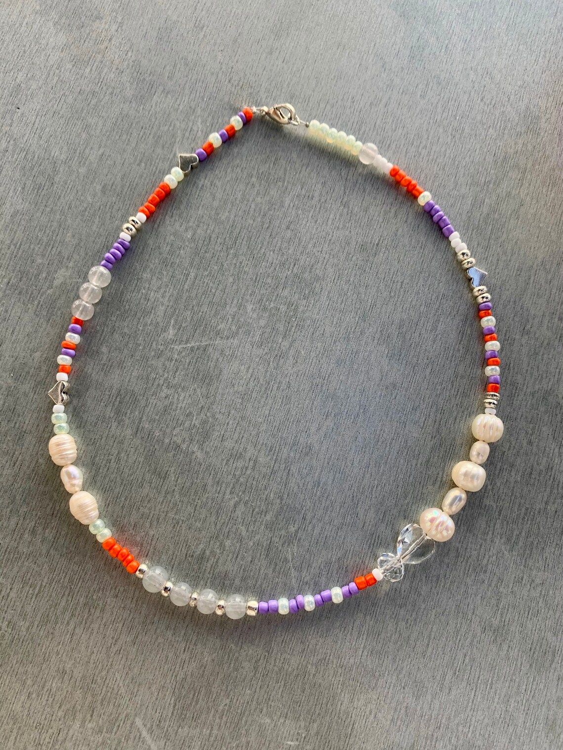 Pearl Necklace Colorful Beaded Necklace Y2k Pearl Necklace Etsy