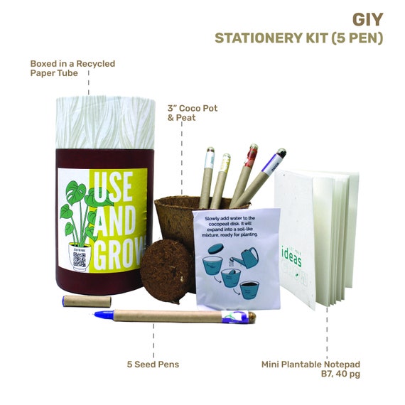 Eco Friendly Stationery Kit 5 Pen, Plantable Statoinery Kit, Stationery  Gift, Eco Friendly Gift 