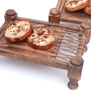 Wood Cart Snack Serving Platter for Dining Table Dining platter Charpai Tray Cot Tray Housewarming Gift Home Decor New Style Platter image 2