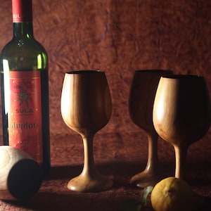 Set of 2 Wooden Goblet made of Wood, Wooden Chalice, Set of 2 Wooden Drinking Glasses, Set of Two wooden Wine Glasses, Wine Glasses