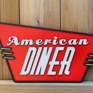 American Diner Sign Retro Diner Sign Customized US Diner 50s Sign ...