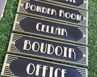 Plaque de porte Art déco Plaque de bureau art déco Plaque de bureau art déco Signe de box office art déco Art déco personnalisé sur mesure hôtel art déco Salle d'eau art déco