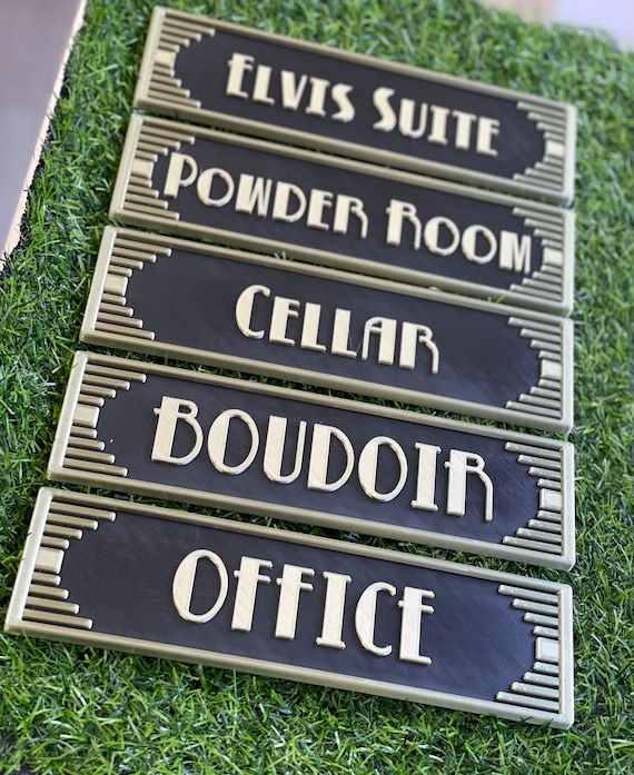 Art Deco door sign Art deco plaque office sign Art deco Box Office sign Art Deco personalised custom art deco hotel Art Deco powder room