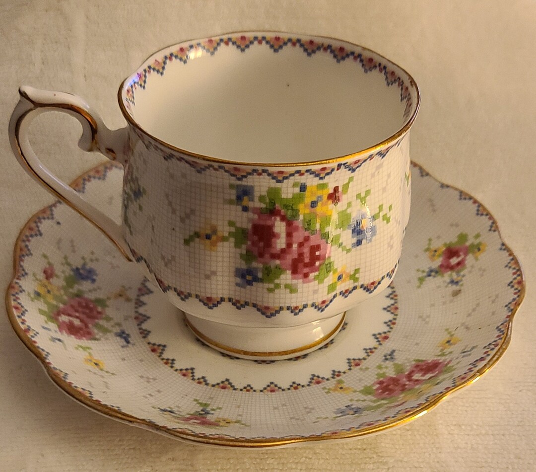 Royal Albert Petit Point Tea Cup & Saucer Bone China Etsy