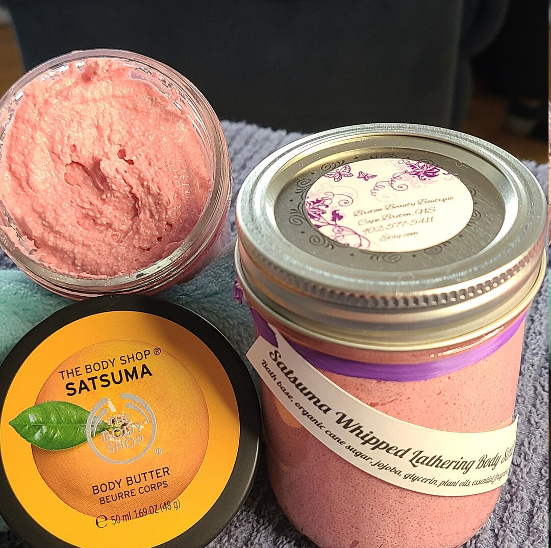 Satsuma Organic Whipped Lathering Body Sugar Scrub 8.5oz,body Shoppe