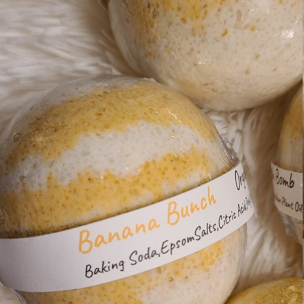 Banana Bunches,Organic Lathering Bath Bomb,Buy More Save More,Exfoliating,Moisturising,Smells Delicious,Bye Bye Dry Skin,Self Care,Healing