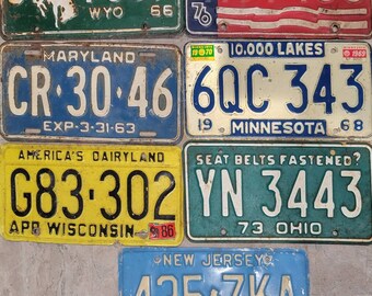 Rustic License Plate Set: Distressed Vintage State Tags