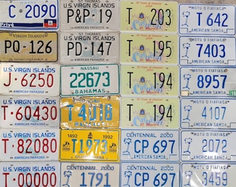 Island License Plates from Bahamas, Virgin Islands and American Samoa.