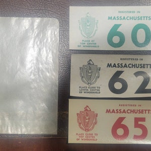 1960 1962  1965 MASSACHUSETTS Windshield Decal Sticker validate prior year&#39;s license plate