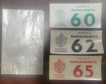 1960 1962  1965 MASSACHUSETTS Windshield Decal Sticker validate prior year's license plate