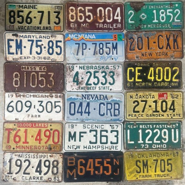 RUSTIC License Plates  - These have some significant damage but have that appealing distressed look, mostly older license plates