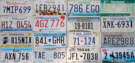 Craft Grade License Plates: 50 State Set, Various Colors