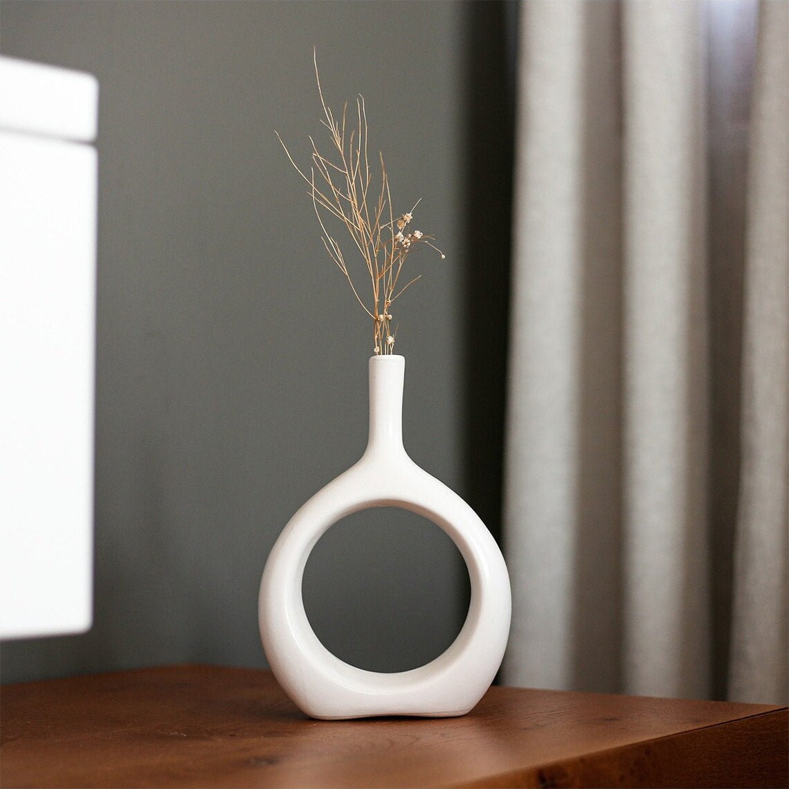 Large Circular Hollow Ceramic Vase Donut Earthware Vase Etsy