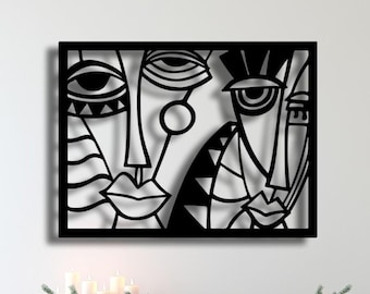 Abstract Face Metal Wall Art: Modern Minimalist Sculpture