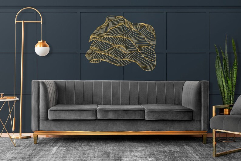 Gold Metal Line Art Gold Metal Wall Sculpture Gold Metal Etsy