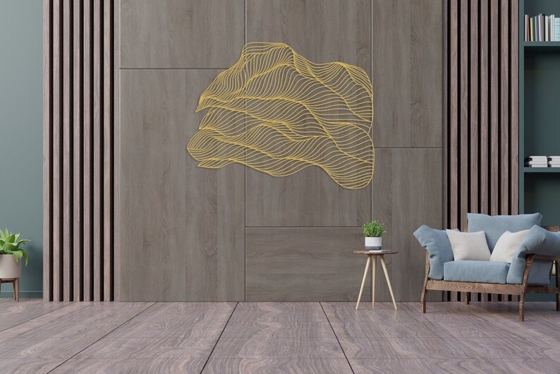 Gold Metal Line Art Gold Metal Wall Sculpture Gold Metal Etsy