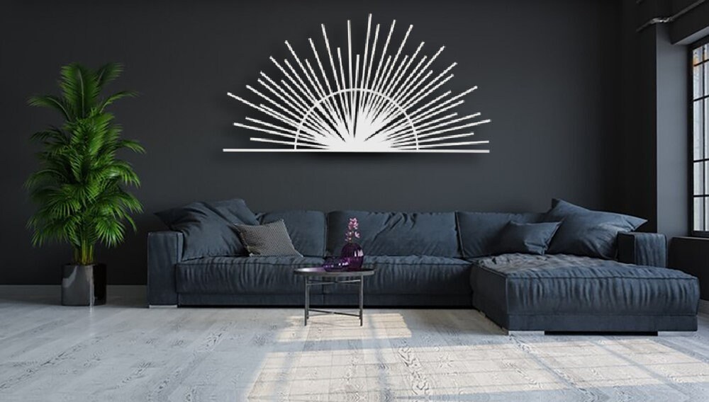 Rising Sun Wall Decor,setting Sun Wall Hanging,metal Wall Art,contemporary Line Art Decor