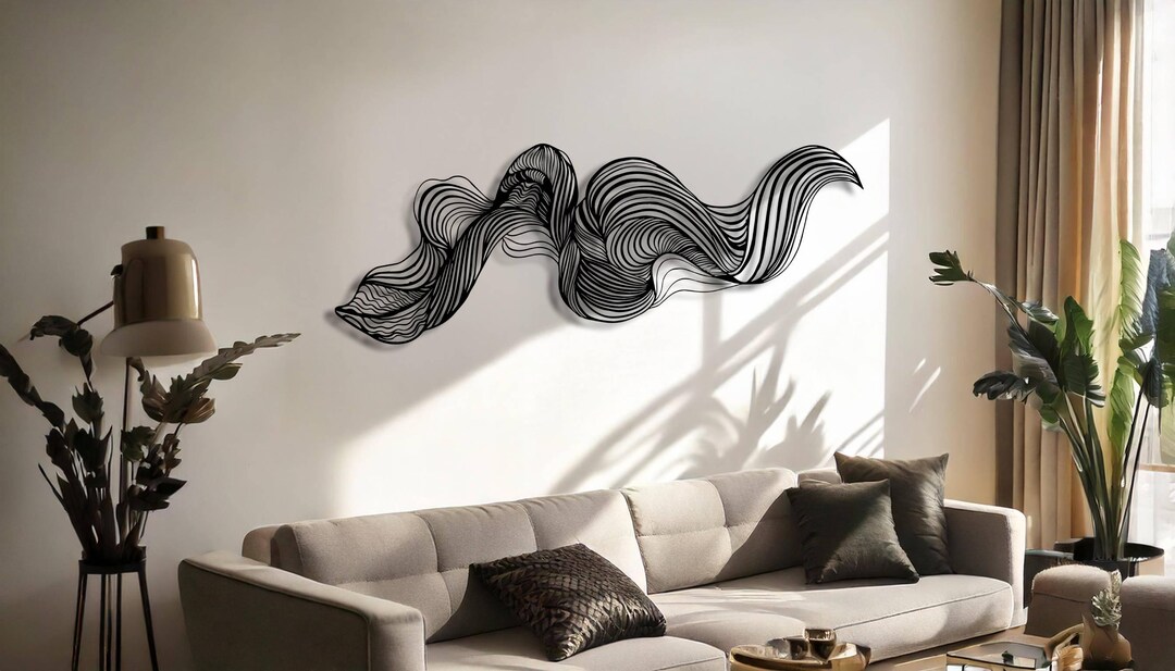 Black Metal Abstract Line Art: Large Modern Wall Decor - Etsy
