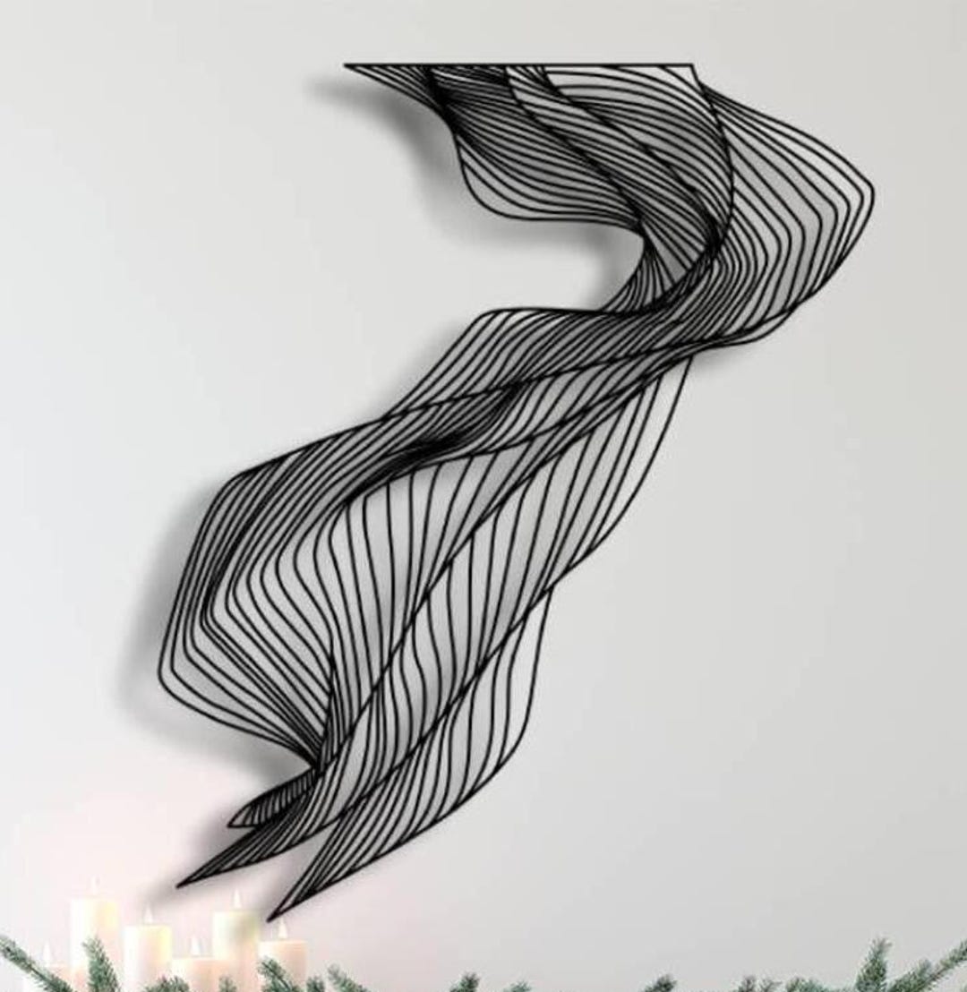 Black Metal Abstract Wall Sculpture: Irregular Modern Wall Decor With ...