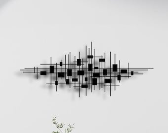 Geometric Metal Wall Art: Modern Living Room Sculpture