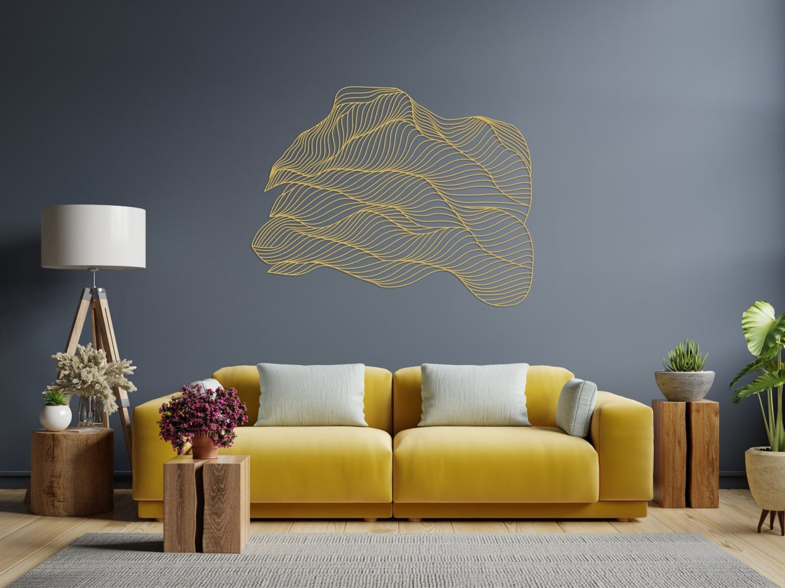 Gold Metal Line Art Gold Metal Wall Sculpture Gold Metal Etsy
