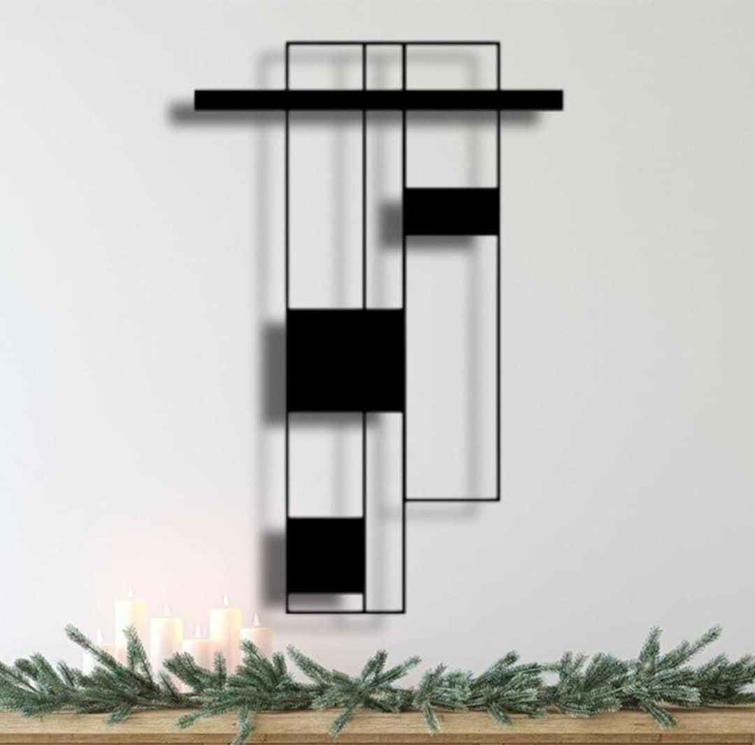 Picture of Large Geometric Metal Decor, Abstract Metal Wall Art, Home Wall ...