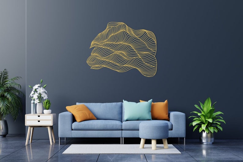 Gold Metal Line Art Gold Metal Wall Sculpture Gold Metal Etsy
