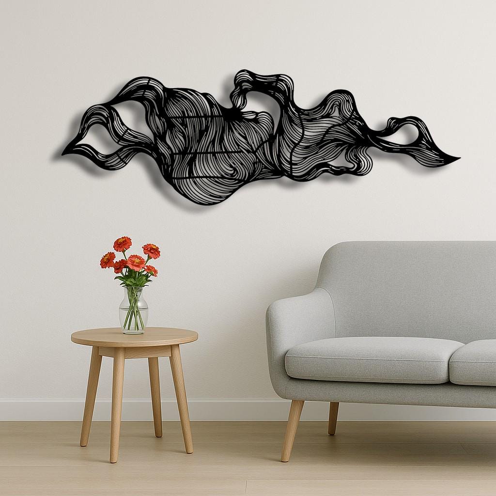 Black Metal Abstract Wall Sculpture: Modern Home Decor - Etsy