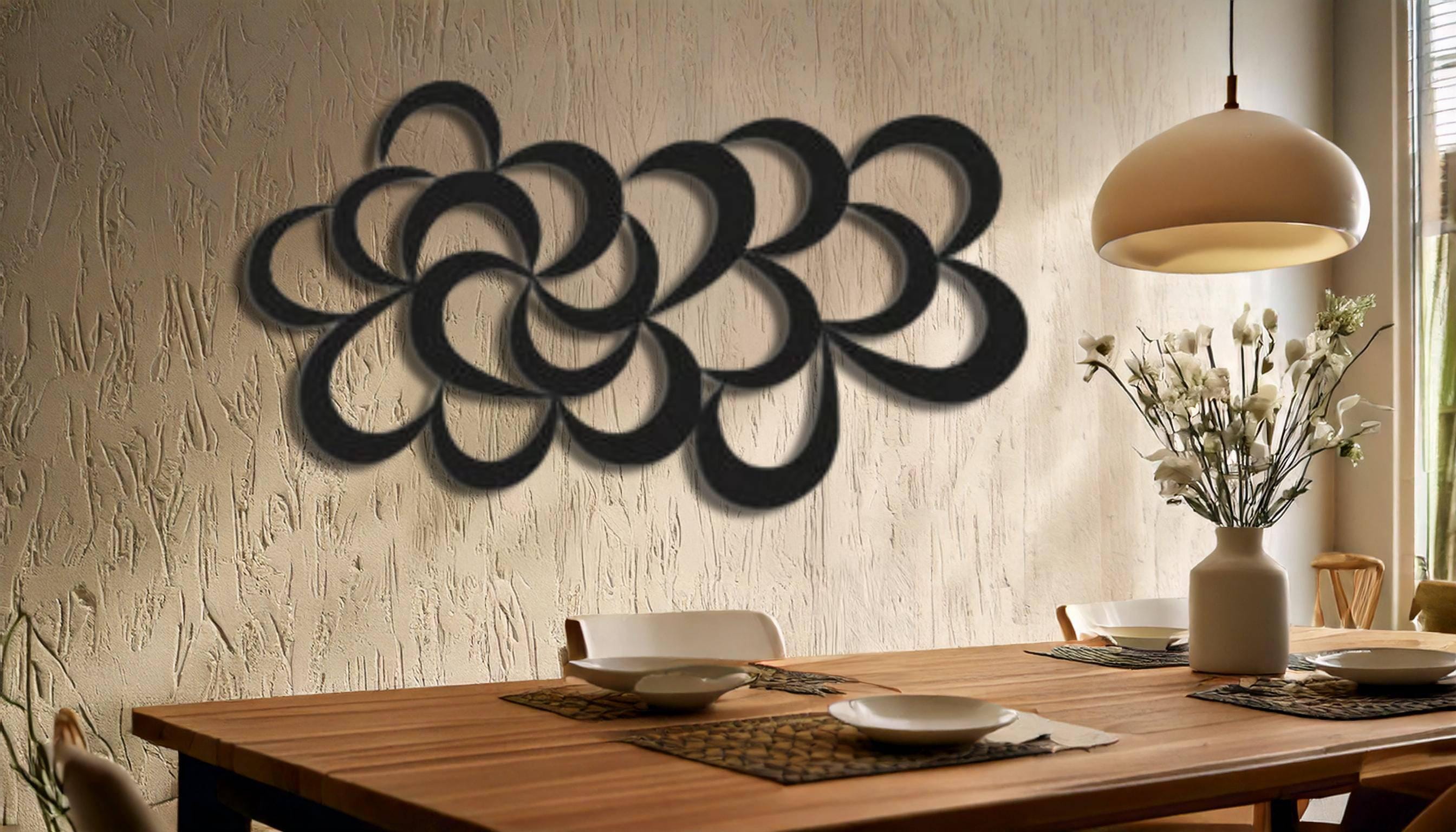 4 Peças Decoração De Parede Metal Floral Minimalista Linha Arte Parede Sala De Estar Quarto Flor Estética Moderna Escultura Tema Papoula Pendurado