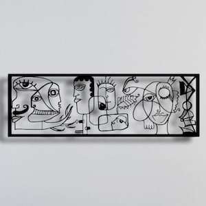 framed abstract metal art,picasso faces metal wall decor, single line wall art,bedroom abstract wall decoration,modern face drawing wall art