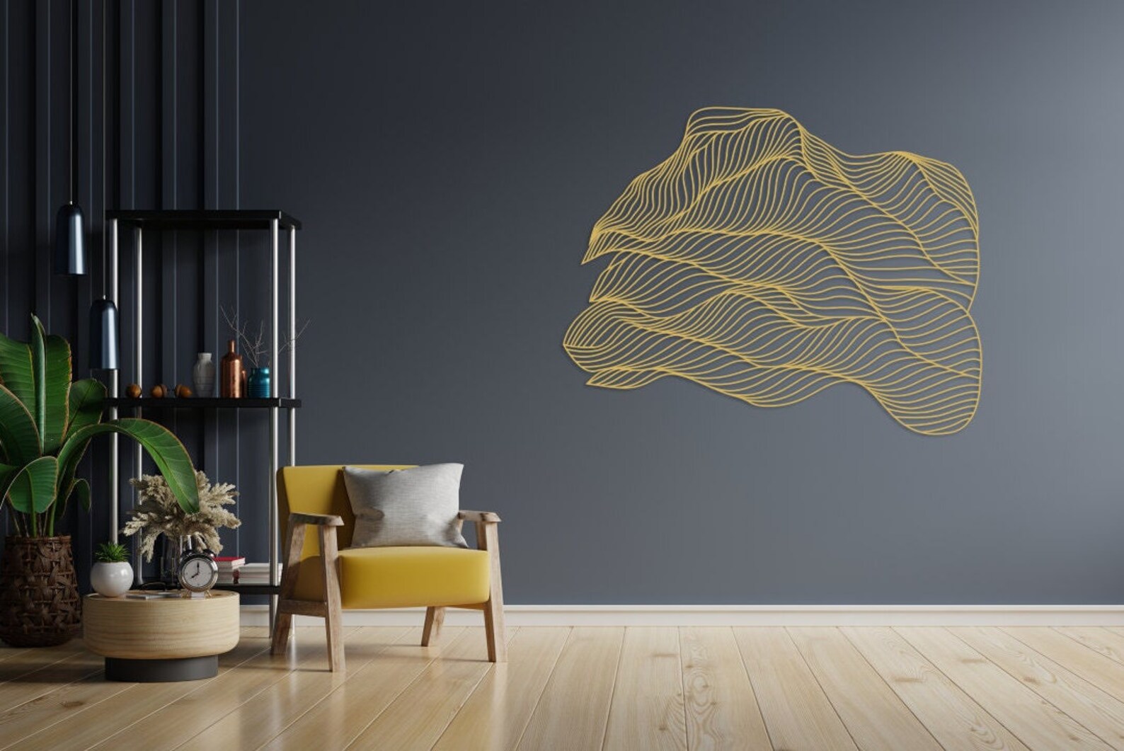 Gold Metal Line Art Gold Metal Wall Sculpture Gold Metal Etsy