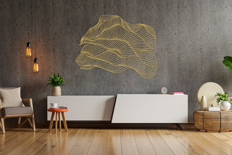 Gold Metal Line Art Gold Metal Wall Sculpture Gold Metal Etsy