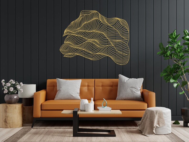 Gold Metal Line Art Gold Metal Wall Sculpture Gold Metal Etsy