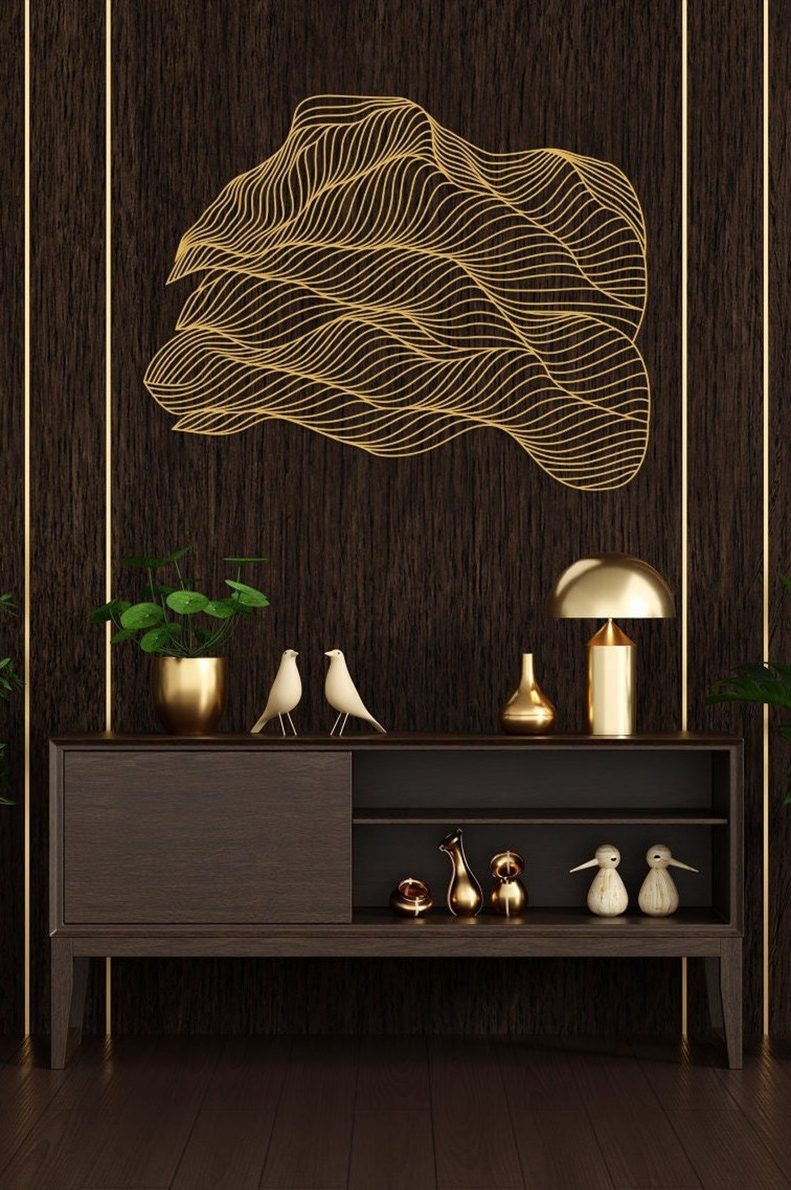 Gold Metal Line Art Gold Metal Wall Sculpture Gold Metal Etsy