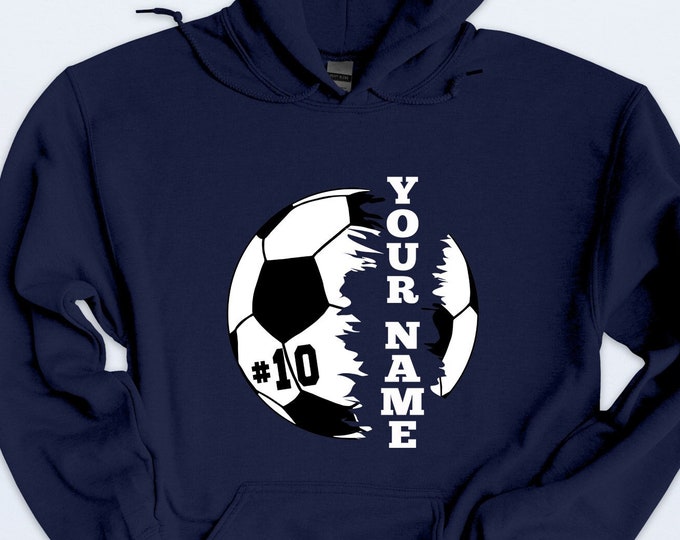 Personalized Soccer Player Sweatshirt, Soccer Ball Name Crewneck, Custom Soccer Player Sweatshirt, Custom Soccer Ball ,Soccer Lover Hoodie