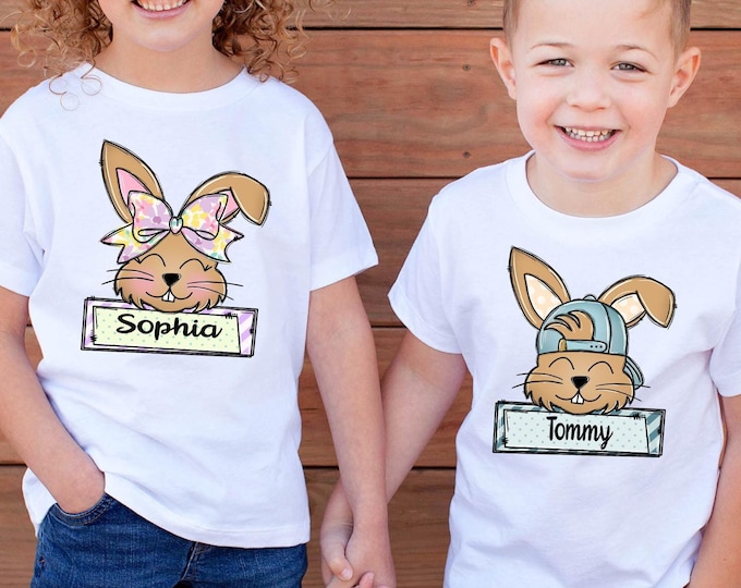Custom Easter Bunny Shirt, Personalized Bunny Top, Happy Easter Tee, Matching Easter Outfit, Spring Gift