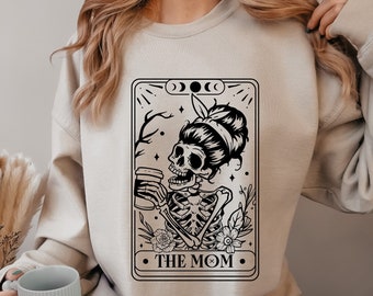 Tarot Card The Mom Sweater, Skeleton Mom Sweatshirt, Tarot Card Sweatshirt, Skull Mom Hoodie, Halloween Mom Crewneck, Halloween Gift For Mom