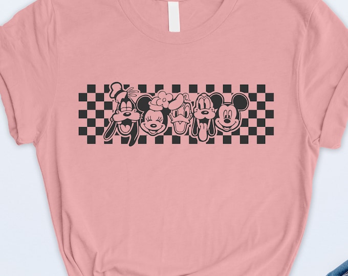 Checkered Mickey and Friends Shirt, Mickey Mouse Shirt, Family Disney Shirt, Retro Disney Shirt, Disneyworld Shirts, Disney Characters Shirt