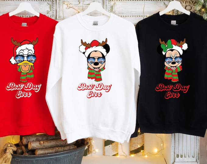 Custom Christmas Best Day Ever Sweatshirt, Disney Characters Christmas Sweater, Holiday Season Matching Hoodie, Christmas Vacation Sweater