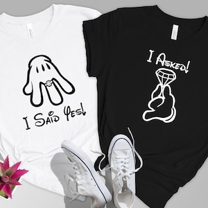 I Asked I Said Yes T-shirts For Couples,Engagement Shirt,Fiance Shirt,Couple Shirt,Disney Wedding Tee,Future Mr and Mrs Shirts,Honeymoon Tee