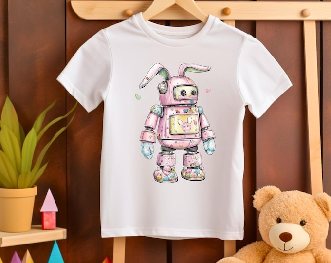 Toddler Bunny Bot Shirt, Retro Easter Tee, Toddler Easter Shirt, Easter Jesus Tee, Easter Coquette Western Tee, Kids Easter Shirt,Easter Day