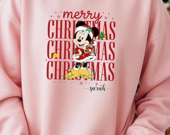 Custom Disney All Characters Christmas Sweater, Personalized Mickey Very Merry Xmas Gift