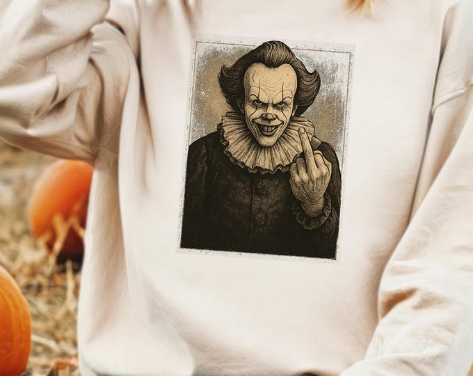 Middle Finger Horror Characters Sweatshirt, Scary Movie Sweater, Halloween Horror Movie Hoodie, Humorous Halloween Gift, Spooky Vibes